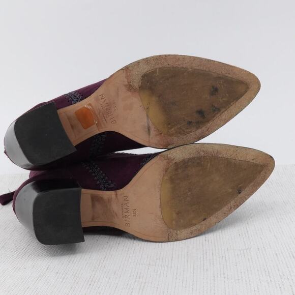 Alexandre Birman Benta Bootie 8 / 8.5 Burgundy Suede Crochet Ankle Boots Western - Picture 11 of 16